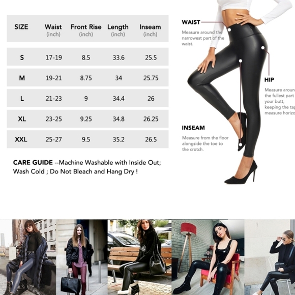 NWOT Faux Leather Stretchy High Waisted Leggings - Picture 3 of 3